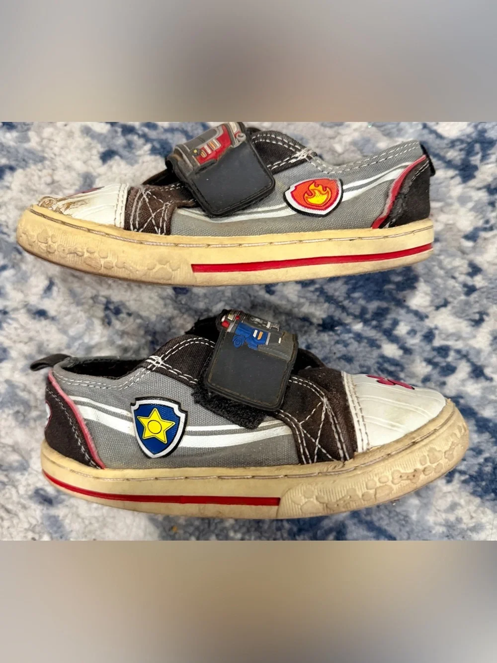 Paw Patrol Kids Black Sneakers with White Toecaps and Red Paw Accents